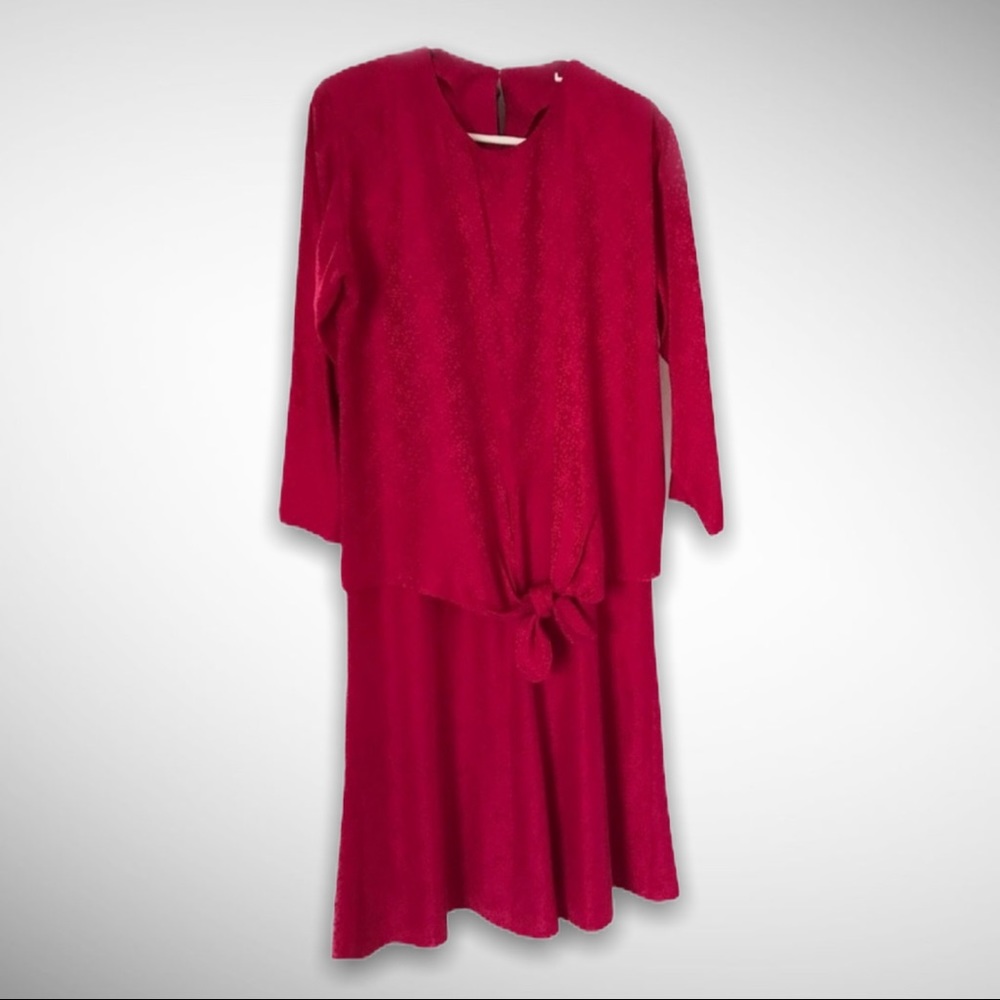 Vintage Red Silk Brocade-80’s. Size 10